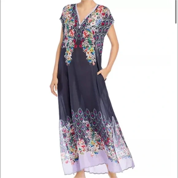 Johnny Was Dress Silk Mystic Midi Dress size Small - Picture 1 of 16